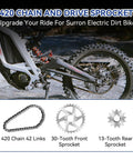 Chain Drive Sprocket Kit For Sur Ron Light Bee X Segway X160 X260 Electric Dirt Bike 420 Chain 42 Link With 30T Front Sprocket And 13T Rear Sprocket LBX LBS Compatible