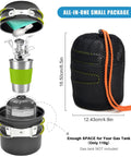 Backpacking Camping Cookware Kit With Mini Stove Aluminum Pots Stainless Steel Cup Nine Piece Utensil Set packed in mesh bag