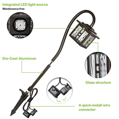 Low Voltage Pathway Lights 4 Pack EZ Install With 3W 185LM LED Landscape Lighting, Oil Rubbed Bronze Outdoor Path Lights, ETL Listed