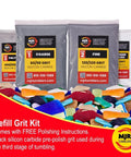 Refill Grit Kit with Top Notch 12,000 Grit Sub Micron Aluminum Oxide Extreme Polish for 6 lb Tumblers, products displayed