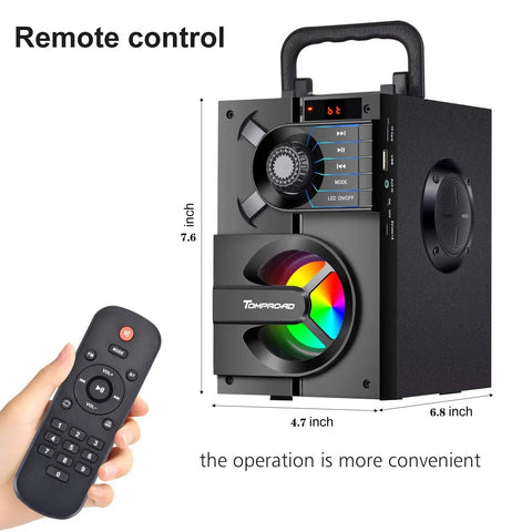 Outdoor Party Ready Portable Bluetooth Speaker With Subwoofer And Deep Bass, speaker with colorful LED and remote control
