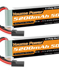 Extended-Run 3S LiPo Battery Pack 5200mAh 11.1V 50C Shorty With TR Plug Soft Case Dual Pack For 1/8 And 1/10 Scale RC Cars Boats