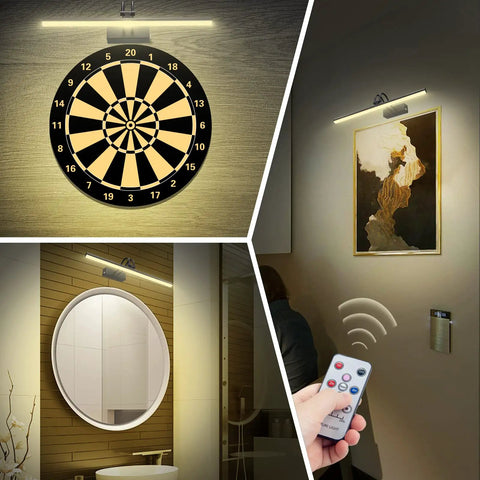 Cordless 16 Inch Picture Light With Timer And Dimmable LED Rechargeable 5000mAh Battery lighting art, dartboard, mirror on wall