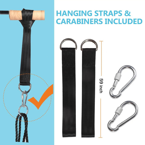 Hanging straps and carabiners for 40 Inch Saucer Tree Swing For Kids With Heavy Duty Steel Frame Foam Padding Braided Ropes And Secure Metal Rings
