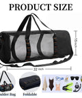 Roomy Mesh Dive Gear Duffle Bag With Zipper And Adjustable Shoulder Strap, 32x15x15 inches, ideal for organizing travel essentials.