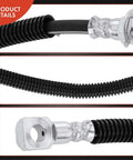 Close-up of Front Brake Hydraulic Hose Kit For Chevy S10 2000-2003, GMC Sonoma 2000-2003, Isuzu Hombre 2000 Front Left And Right Driver And Passenger Sides, RWD Replace 8151586520 Pack Of 2, showing rubber hose and metal fittings detail.