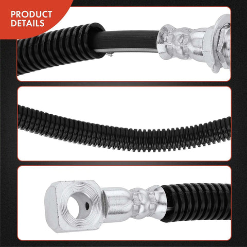 Close-up of Front Brake Hydraulic Hose Kit For Chevy S10 2000-2003, GMC Sonoma 2000-2003, Isuzu Hombre 2000 Front Left And Right Driver And Passenger Sides, RWD Replace 8151586520 Pack Of 2, showing rubber hose and metal fittings detail.