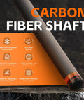 Close-up of Carbon Fiber Pool Cue Shaft 29 Inches With Low Deflection And Pro Taper Keeps Your Stroke On Point Five Sixteenth By Eighteen