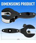 Ratcheting Pipe Cutter 2-In-1 Workhorse For PVC PPR Plastic Tubing, Heavy-Duty Cutting Tool dimensions with measurements