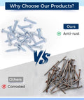 Comparison of zinc-plated screws from Pro Grade Heavy Duty Concrete Wall Anchors And Screws Kit vs. corroded screws from others