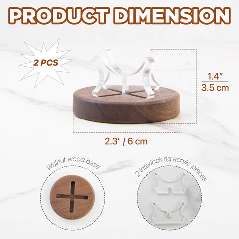 Two Pack Baseball Display Stands With Walnut Wood Base And Clear Acrylic Arms Product Dimensions
