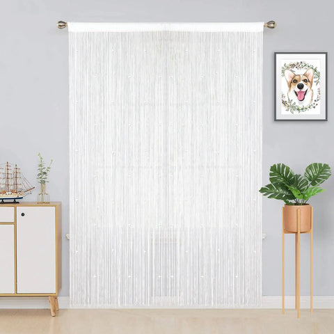 Beaded Curtain For Doorways With Crystal Beads 39 By 79 Inches White Room Divider Curtain For Bedroom Closet Doorway Decor Boho Style