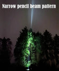 Rechargeable LED Flashlight With 2100 Lumen Output And 690 Meter Throw For Serious Long Range Illumination, narrow beam on trees.