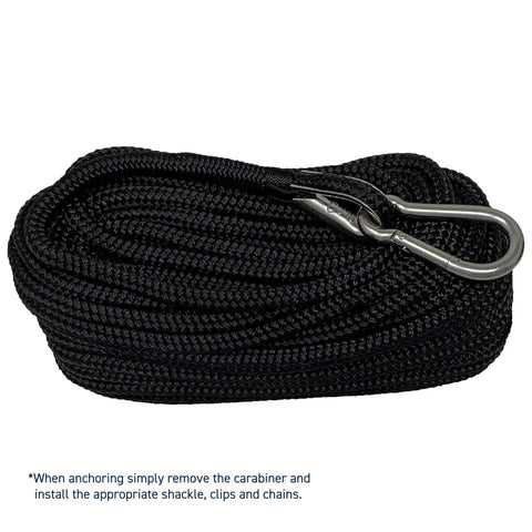 Rock Solid Double Braided Boat Anchor Rope, 50 Foot Nylon Marine Anchor Line With 316 Stainless Steel Thimble, Heavy Duty 3/8 Inch Boating Line, Hangs Tough Through Rough Swells, Built Like Iron For Everyday Use