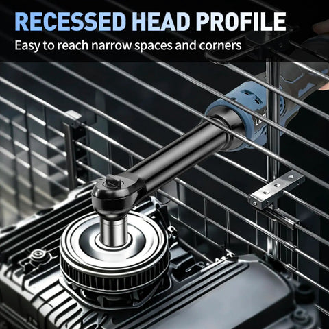 Cordless Electric Ratchet Wrench Three Eighths Inch 16V Power Tool with 40 Ft-Lbs Max Torque reaching narrow space in engine area
