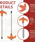 Fifty Pack Eight Inch Screw In Tent Stakes Heavy Duty Ground Stakes With Hex Head Driver Metal Pegs Spikes For Camping Garden Yard Orange