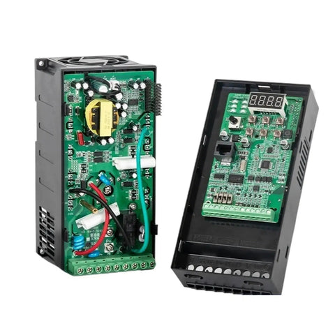 Budget Friendly 220V 380V VFD Variable Frequency Drive Inverter For Motors 1.5 2.2 3.7 4 5.5KW Speed Controller Easy Install Energy Saving Durable Silver Aluminum Case, open black housing with display board