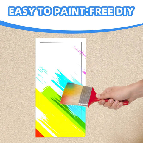 Easy to paint 14 By 29 Aluminum Access Panel For Drywall Walls And Ceilings shown with colorful paint brush design.