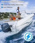 Family on boat using 10Foot Throttle And Shift Remote Control Cable For Outboard Engines Smooth Precise Acceleration And Quick Shifts