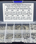 Open box of 360 Pcs Metric M2 304 Stainless Steel Flat Head Hex Socket Cap Bolts Screws Nuts Set M2 to 20mm Assortment Kit for DIY