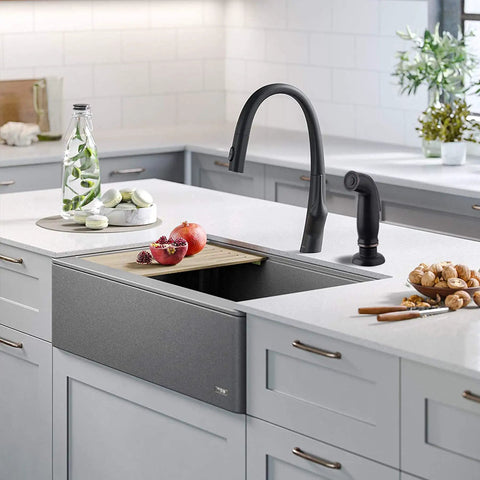 No Fuss Universal Kitchen Sink Side Sprayer Replacement Kit With Heavy Duty Hose And Secure Bracket In Slick Oil Rubbed Bronze Finish Using Standard Quarter Inch Thread And Handy Adapter Sets For Quick Swap To Almost Any Popular Faucet Model Today.