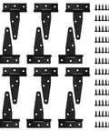 Heavy Duty T Strap Gate Hinges For Outdoor Doors Fences Barns And Sheds Black 12 Pack 3 Inch Durable Iron Hinges with Screws