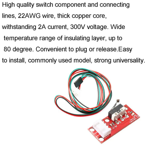 10 Piece Mechanical Endstop Limit Switch Module with 70cm Cable for 3D Printers and CNC, close-up view