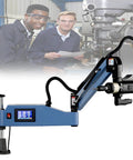 Qugurlid Electric Tapping Machine Flex Arm with 8 Collets, 600W Motor, 312 RPM Variable Speed for Metal Working Iron Aluminum Heavy Duty Machinery Tool displayed in a workshop.