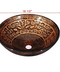 Tempered Glass Bathroom Vessel Sink Round Antique Totem Pattern Above Counter Lavatory Vanity Bowl For Arts And Crafts Style Bath
