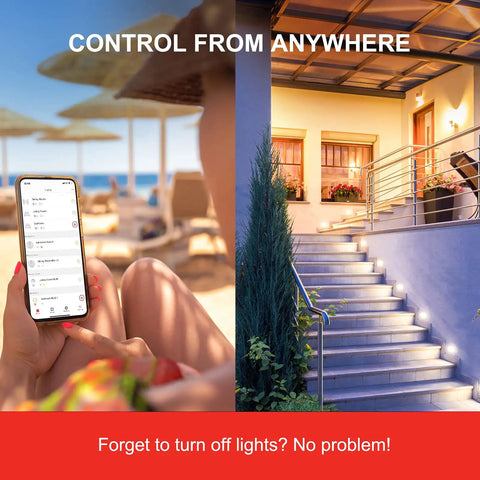 Control Alexa And Google Assistant Compatible Smart Light Bulbs No Hub Required A19 Soft White 2700K 800LM remotely outdoors