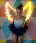 Child in front of angel wings shaped Cloud Neon LED Wall Light Sign USB Powered Night Lamp For Home Kitchen Restaurant Decor