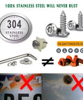 Anti Theft License Plate Screws Set In Rust Proof Stainless Steel With Tamper Resistant Locking Heads For Front Or Rear Plates M6