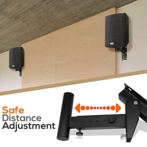 90 To 30 Degree Tilt And Rotation Adjustable Dual Universal Wall Mount Speaker Bracket with Safe Distance Adjustment