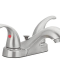 Two Handle Bathroom Sink Faucet With WaterSense Certification In Polished Chrome Slick Curved Design Easy Upgrade For Any Vanity 1.2 GPM Low Flow Modern Look