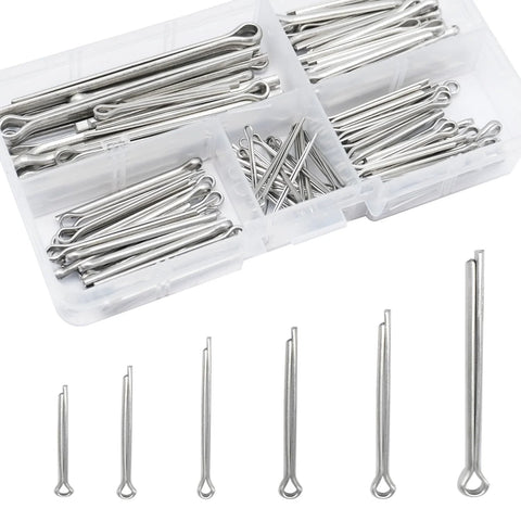 140Pcs Cotter Pin Assortment Kit With 6 Sizes M1.6x25mm M2.5x25mm M2.5x30mm M3.2x30mm M3.2x40mm M4x60mm Heavy Duty 304 Stainless Steel