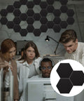 Solid Heavy Duty Hexagon Acoustic Foam Panels mounted in a studio setting, perfect for noise blocking and sound proofing.
