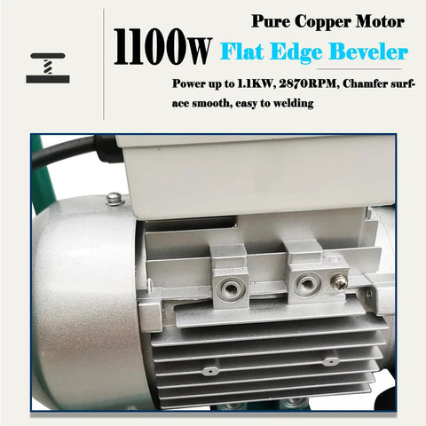 Slick Portable Electric Steel Plate Beveling Machine With Adjustable 30 To 60 Degree Angles For Weld Prep On Stainless Cast Iron And Steel close-up of 1100W pure copper motor.