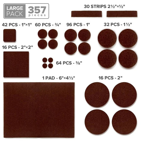 Crazy Big 357 Piece Felt Furniture Pads Pack With All Sizes And Furniture Sliders To Keep Your Hardwood And Laminate Floors Looking Fresh