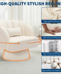 Velvet Swivel Barrel Chair with plush padding and striped backrest, showcasing beige velvet, cushion, spring pack, for small spaces.