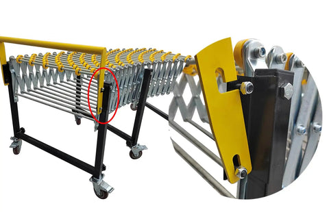 Unpowered Portable Flexible Conveyor Expandable From 31.5 to 118 Inches With Height Adjustable 29.5 to 45.3 Inches close-up detail