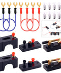 Badass 20 Piece Electrical Circuit Experiment Kit With Quick Attach Bulbs Dependable Switches And Heavy Duty Flexible Wiring For Awesome Diy Science Projects featuring bulbs, switches, and flexible wires.
