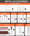 Image showing 68-piece accessory set for Cordless Rotary Tool Kit With Five Speed Settings 3.7V Mini Grinder Led Front Light.