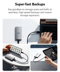 ES3 1TB External SSD Portable USB 3.2 Gen 2 Drive with laptop, tablet, for high-speed backups, compatible with iPhone, Mac, PS5, silver