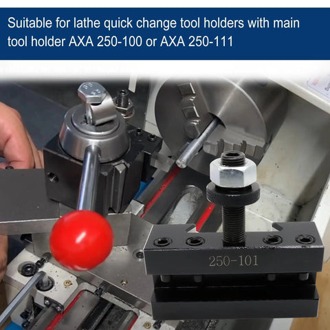 Four Piece Quick Change Tool Post 250-101 Turning Holder for Lathe installed on machine with 250-100 and 250-111 compatibility