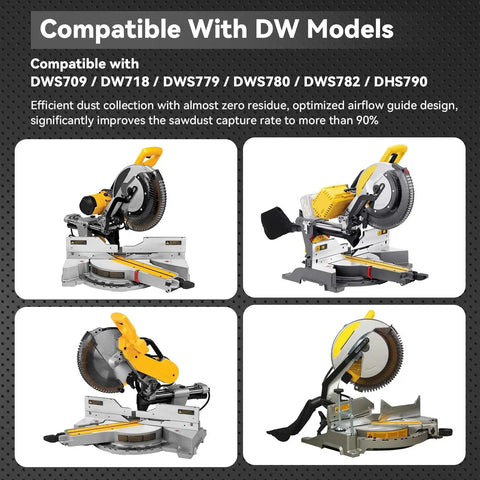 5 In 1 Miter Saw Dust Collection Adapter and Vacuum Hose Connector with miter saws DWS709, DW718, DWS779, DWS780, DWS782, DHS790