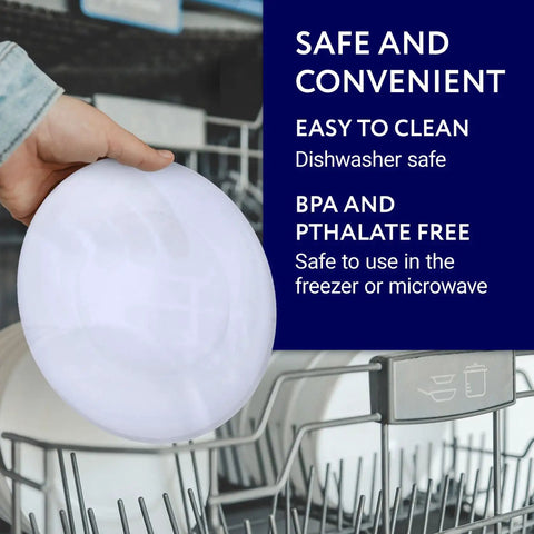 Hand placing 8-Quart Silicone Pressure Cooker Lid Cover For IP-DUO80 in dishwasher, highlighting safe and convenient features.