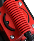 Close-up of the 12V pump on Tow Behind ATV UTV Spot Sprayer With 25 Gallon Dual Water And Concentrate Tanks, red housing visible.