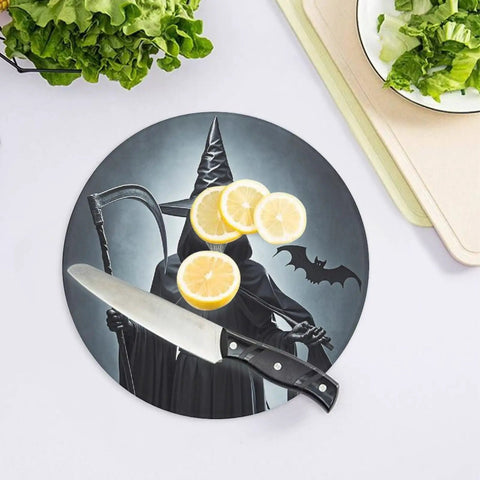 Small Round Tempered Glass Cutting Board With Non Slip Feet For Meats Cheeses Veggies And Fruit Grab And Go Chopping Block