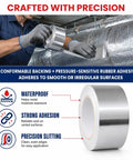 Heavy Duty High Temperature Aluminum Foil Tape 3.6 Mil 3 Inch Core 50 Yards for HVAC Duct Repair, Heat Shield Protection Against Water Vapor, Moisture, Flames, Smoke and Weather applied on ductwork