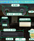 Dimensions of Trailer Shackle Kit For Tandem Axle With 2-1/4 Inch Straps Includes 14 Bushings 14 Bolts And 14 Nuts